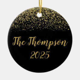 Zwart en goudfamilie aangepast keramisch Ornament