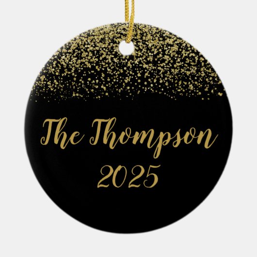 Zwart en goudfamilie aangepast keramisch Ornament (Voorkant)