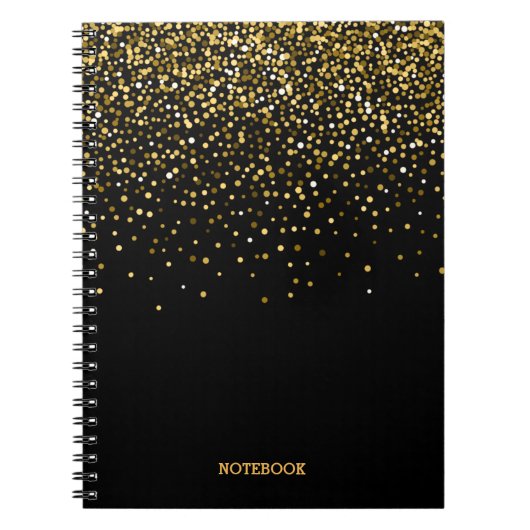 Zwart en goudfaux Glitter Dust Notitieboek (Voorkant)