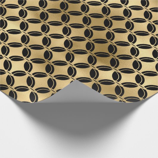 Zwart en goudfilm Deco Pattern Cadeaupapier (Hoek)