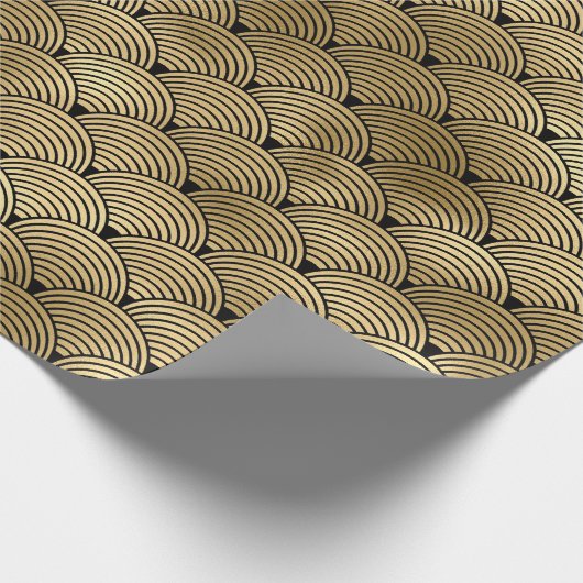 Zwart en goudfilm Deco Pattern Cadeaupapier (Hoek)