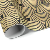 Zwart en goudfilm Deco Pattern Cadeaupapier (Rol Hoek)
