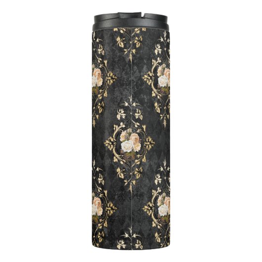 zwart en goudflens Harlequin Pattern Thermosbeker (Achterkant)