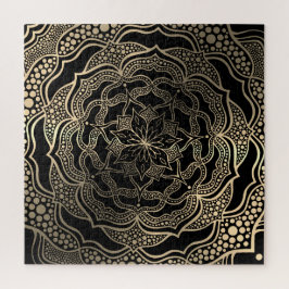 Zwart en goudFloral Mandala prachtig stijlvolle af Legpuzzel