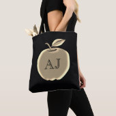 Zwart en goudfolie Apple Elegant Monogram Tote Bag (Dichtbij)