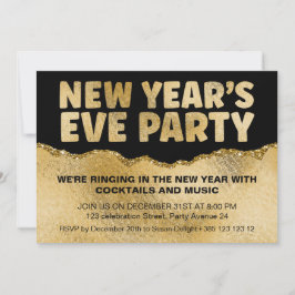 Zwart en goudfolie textuur Nieuwjaarsfeest Kaart