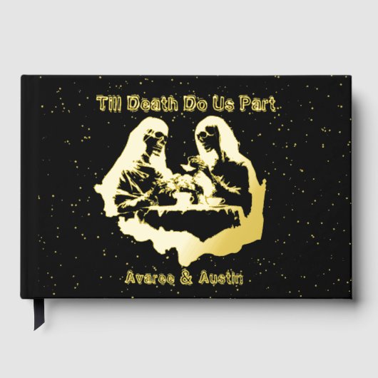 Zwart en goudfolie tot de dood ons scheidt gastenboek (Voorkant)