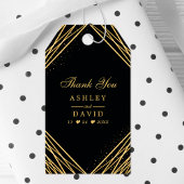 Zwart en goudgeometrisch Abstract Dank u wel Cadeaulabel