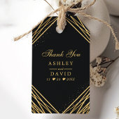 Zwart en goudgeometrisch Abstract Dank u wel Cadeaulabel