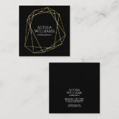 Zwart en goudgeometrisch Lijst Elegant Modern Luxe Vierkante Visitekaartje (Voorkant / Achterkant)