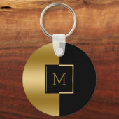 Zwart en goudgeometrisch ontwerp sleutelhanger (Achterkant)