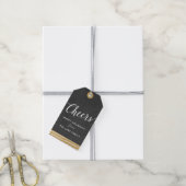 Zwart en goudgepersonaliseerd cadeau voor wijn met cadeaulabel (Met Touw)