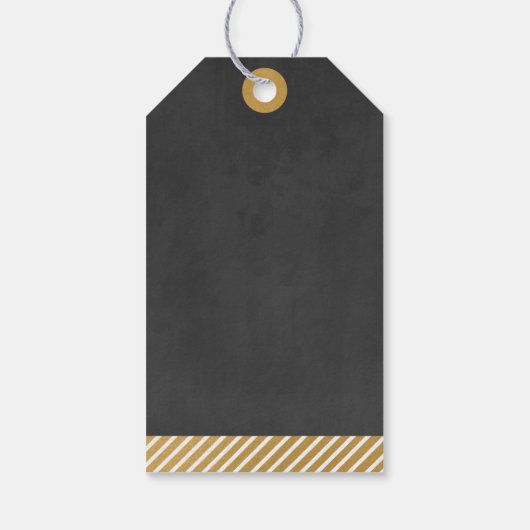 Zwart en goudgepersonaliseerd cadeau voor wijn met cadeaulabel (Achterkant)