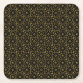 Zwart en goudglanzend geometrisch patroon elegant kartonnen onderzetters (Voorkant)