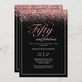 Zwart en goudglitter 50 en feestdag kaart (Voorkant / Achterkant)