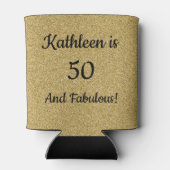 Zwart en goudglitter 50 jaar en feestdag blikjeskoeler (Achterkant)