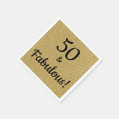 Zwart en goudglitter 50 jaar en feestdag servet (Hoek)