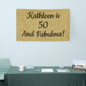 Zwart en goudglitter 50 jaar en feestdag spandoek (Beurs)