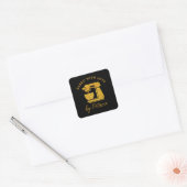 Zwart en goudglitter, aangepast met liefde vierkante sticker (Envelop)