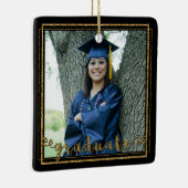 Zwart en goudglitter AFSTUDEREN (bewerkbare kleur) Keramisch Ornament (Rechts)