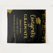 Zwart en goudglitter Afstuderen Fotoachtergrond Wandkleed (Voorkant (horizontaal))