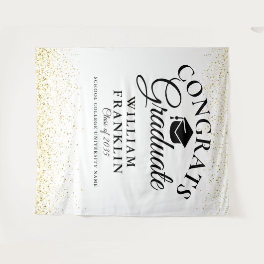 Zwart en goudglitter Afstuderen Fotoachtergrond Wandkleed (Voorkant (horizontaal))