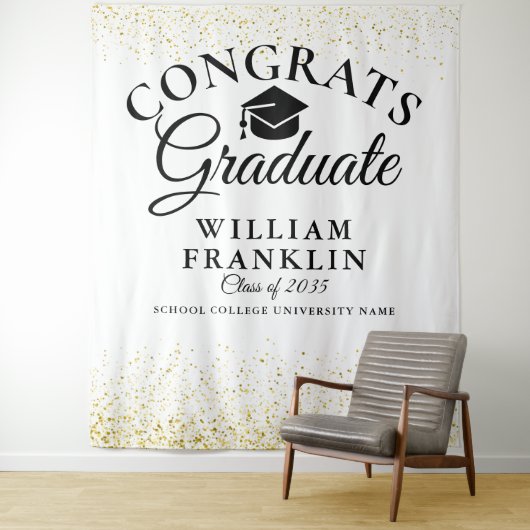 Zwart en goudglitter Afstuderen Fotoachtergrond Wandkleed (In situ)