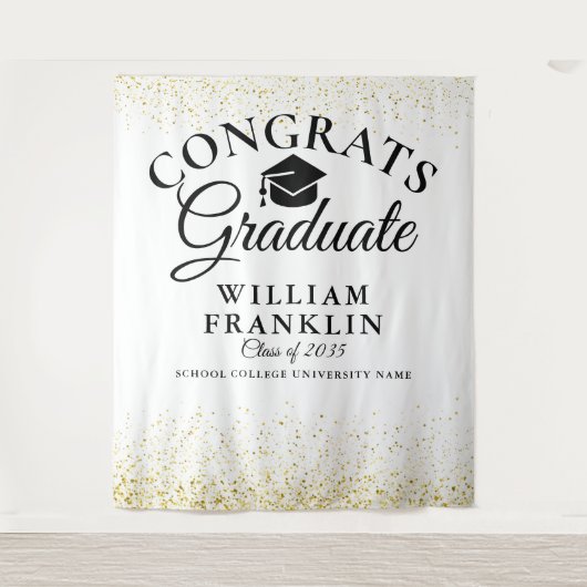 Zwart en goudglitter Afstuderen Fotoachtergrond Wandkleed (Voorkant)