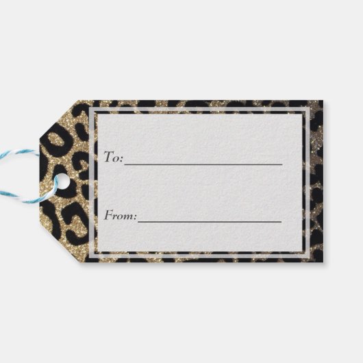 Zwart en goudglitter cadeaulabel (Achterkant Horizontaal)