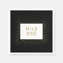 Zwart en goudglitter design - nieuw jaar huwelijk servet