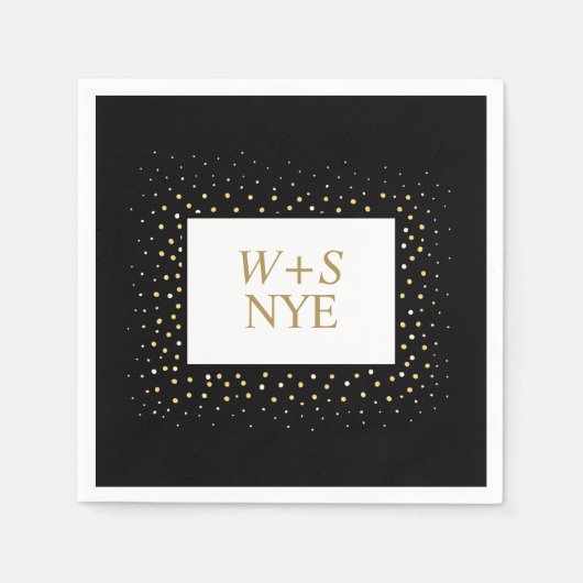 Zwart en goudglitter design - nieuw jaar huwelijk servet (Voorkant)