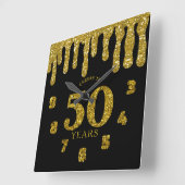 Zwart en goudglitter drukt de kaas tot 50 jaar vierkante klok (Hoek)