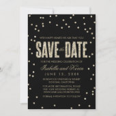 Zwart en goudglitter Kijk naar Confetti Bespaar op Save The Date (Voorkant)