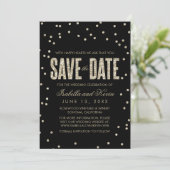 Zwart en goudglitter Kijk naar Confetti Bespaar op Save The Date (Staand voorkant)