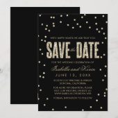 Zwart en goudglitter Kijk naar Confetti Bespaar op Save The Date (Voorkant / Achterkant)