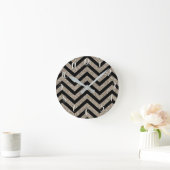 Zwart en goudglitter meisje Glam Glamor Chevron Ronde Klok (Huis)