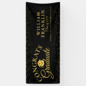 Zwart en goudglitter modern Afstuderen Spandoek (Verticaal)