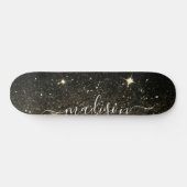 Zwart en goudglitter op maat persoonlijk skateboard (Horizontaal)