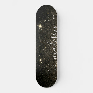 Zwart en goudglitter op maat persoonlijk skateboard