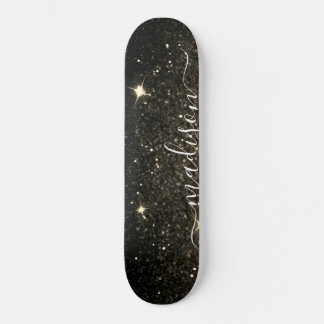 Zwart en goudglitter op maat persoonlijk skateboard