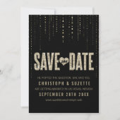 Zwart en goudglitter Opslaan datums Save The Date (Voorkant)