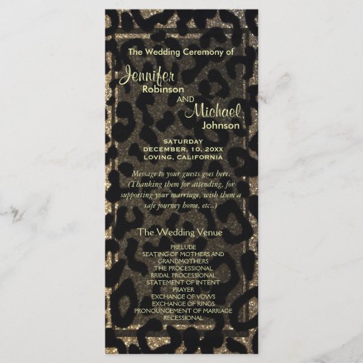 Zwart en goudglitter programmakaart (Voorkant)