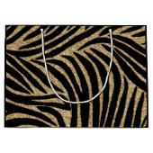 Zwart en goudglitter Zebra afdrukken Large Cadeautasje (Voorkant)