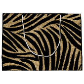 Zwart en goudglitter Zebra afdrukken Large Cadeautasje (Achterkant)
