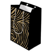 Zwart en goudglitter Zebra afdrukken Medium Cadeauzakje (Achterkant Gekanteld)