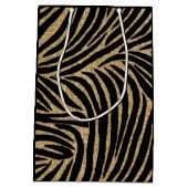 Zwart en goudglitter Zebra afdrukken Medium Cadeauzakje (Achterkant)