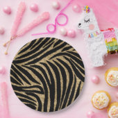 Zwart en goudglitter Zebra afdrukken Papieren Bordje (Feest)
