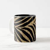 Zwart en goudglitter Zebra afdrukken Tweekleurige Koffiemok (Voorkant links)