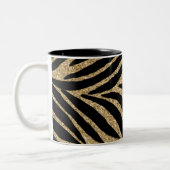 Zwart en goudglitter Zebra afdrukken Tweekleurige Koffiemok (Links)