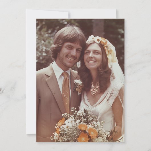 Zwart en goudgroen Bloemen 50ste Jubileum Kaart (Achterkant)